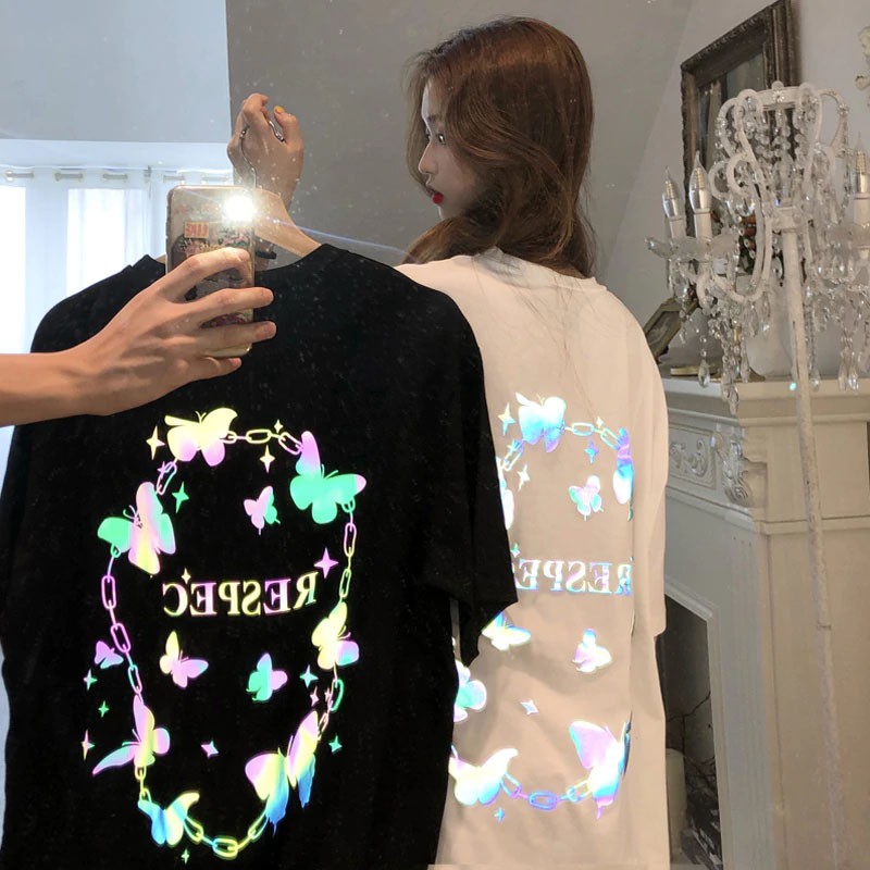 Áo thun phản quang tay lỡ nam nữ Bướm pro