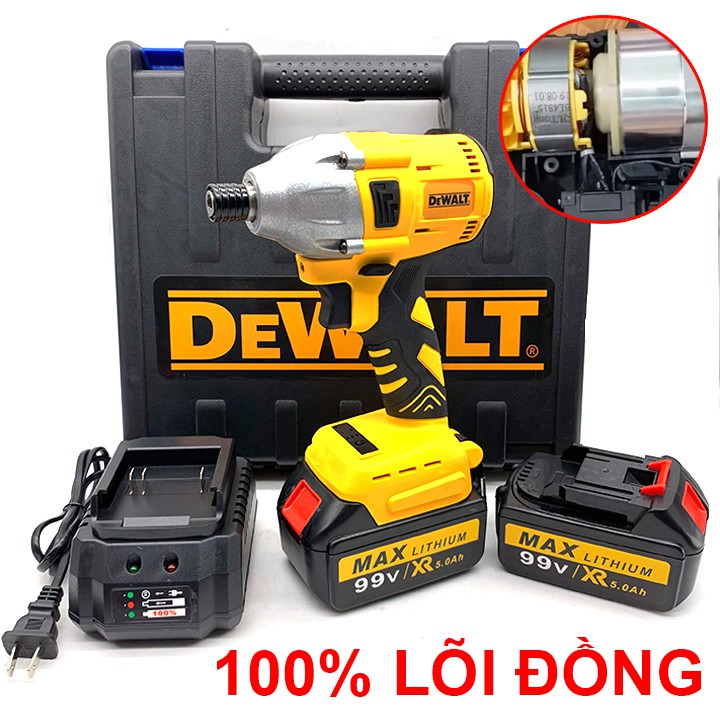 [FREESHIP] Máy chuyên bắt vít DEWALT 99V - Máy bắt vít Dewalt - 100% Lõi Đồng - Vặn vít chuyên dụng - 2  Pin 10 CELL