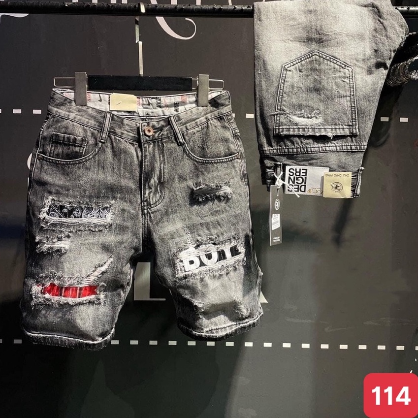 Quần đùi short jean nam màu xám đậm không rách chất bò cao cấp co dãn 4 chiều đẹp from dáng skinny chuẩn ADO92