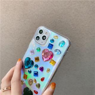 Ốp Điện Thoại Silicone Mềm Trong Suốt Đính Đá Laser 3D Cho iPhone 11 Pro MAX 7 8 Plus SE XS MAX XR