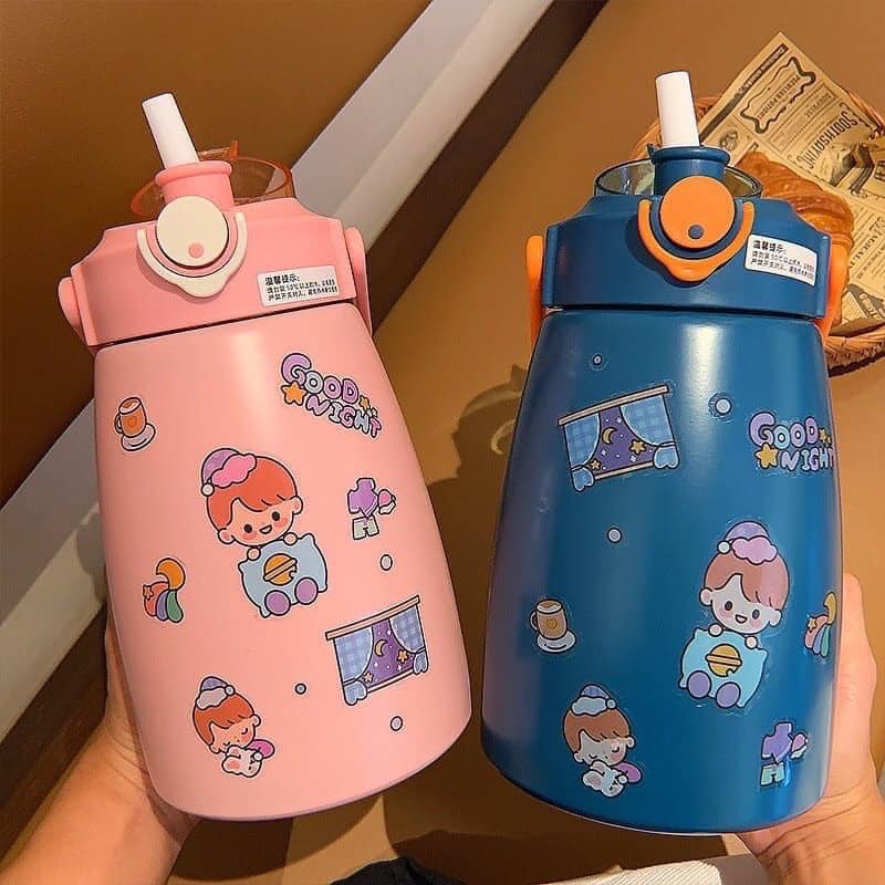 Bình giữ nhiệt 800 ml, bình nước có ống hút inox 304 giữ nhiệt 12h tặng Sticker trang trí
