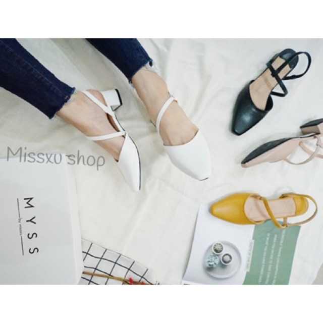 Giày nữ cao gót mũi vuông dây chéo 3cm MYSS - CG40