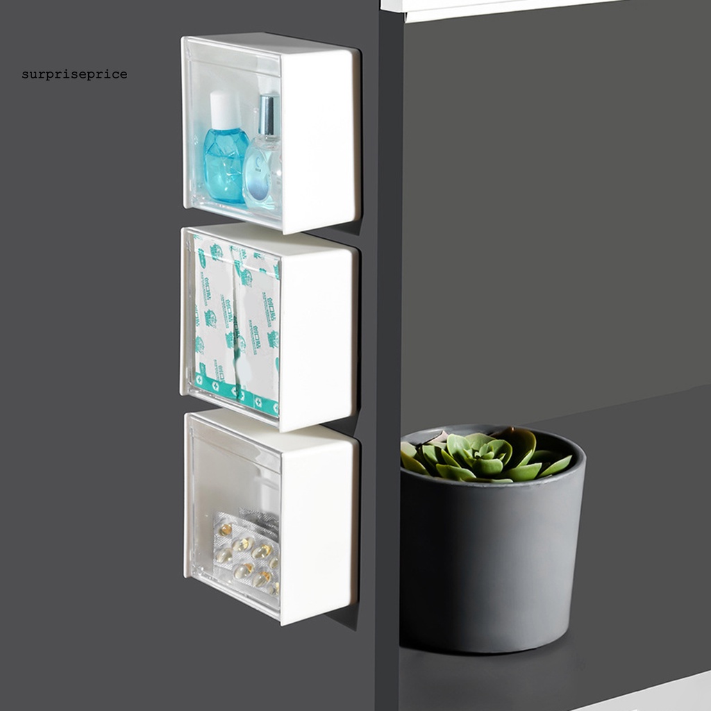 SPA Stylish Cable Holder Transparent Wall Hanging Semi-clamshell Multi-purpose Storage Box Sturdy for Storing Cotton Swabs