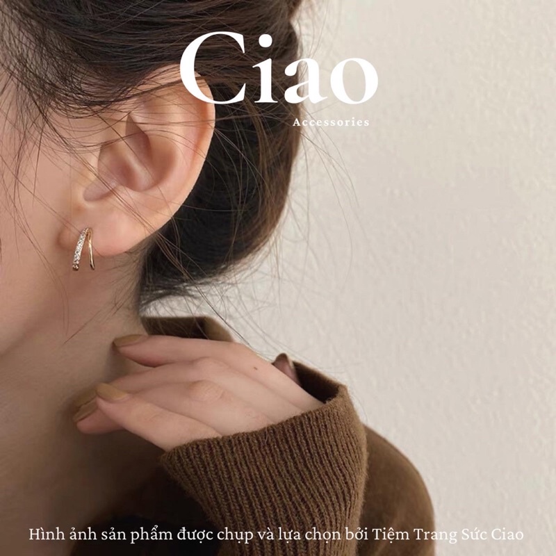 [HOẢ TỐC 1H] Khuyên tai/ Bông tai mạ bạc S925 thiết kế hình chữ C Ciao accessories
