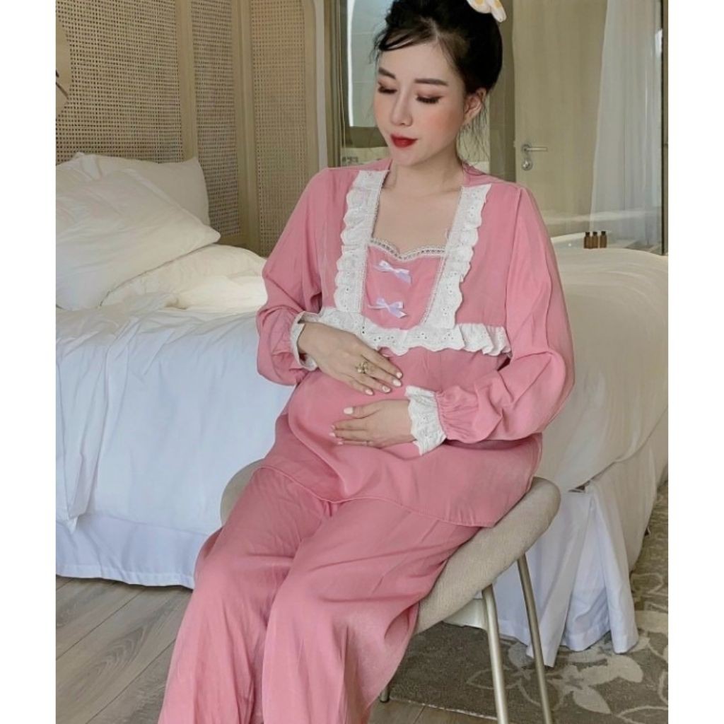 Bộ đồ bầu dài tay M213 chất đũi freesize từ 45 đến 75kg