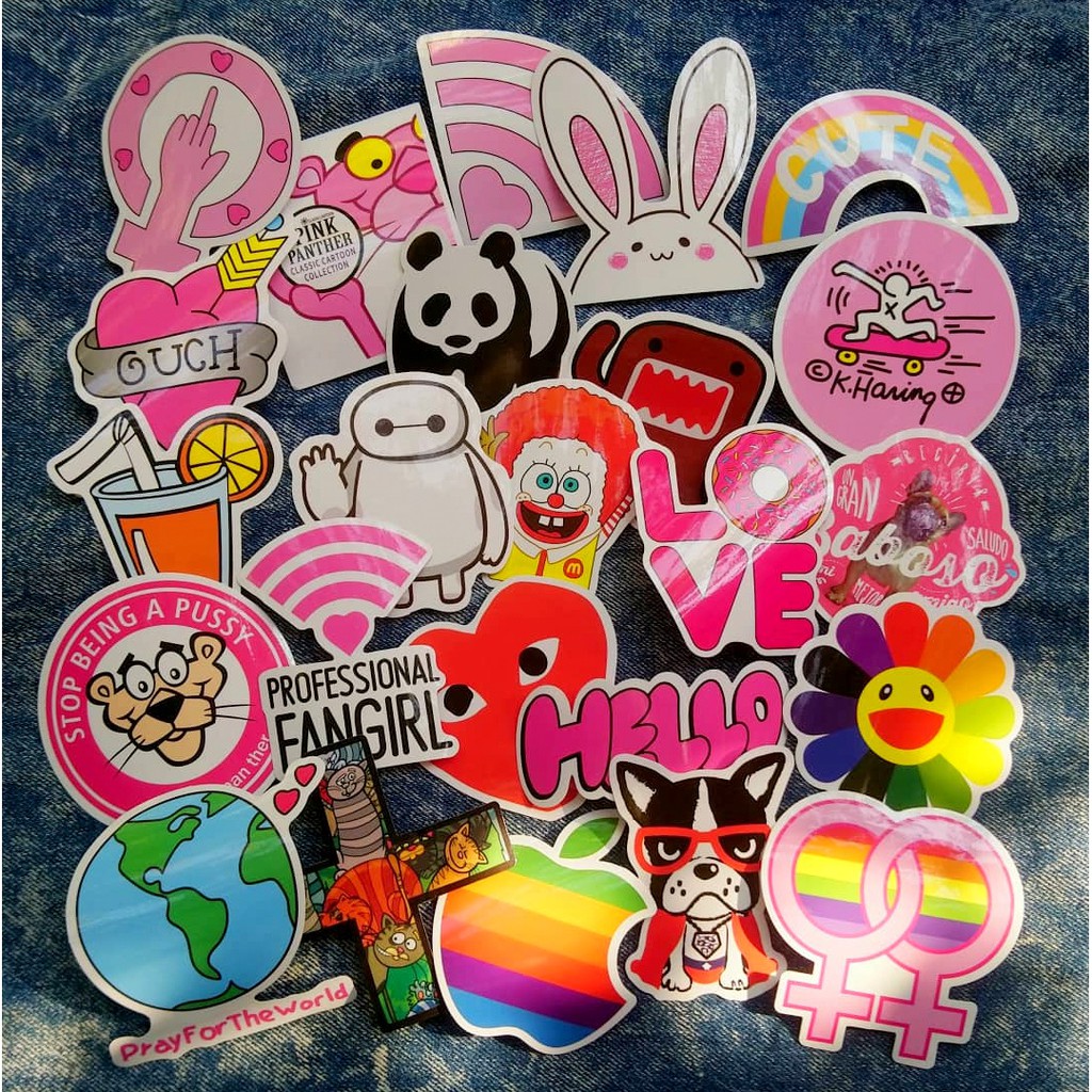 Sticker rock 5 chiếc dán nhiều hình đa dạng tráng nilong chống nước, sử dụng ngoài trời - ngẫu nhiên