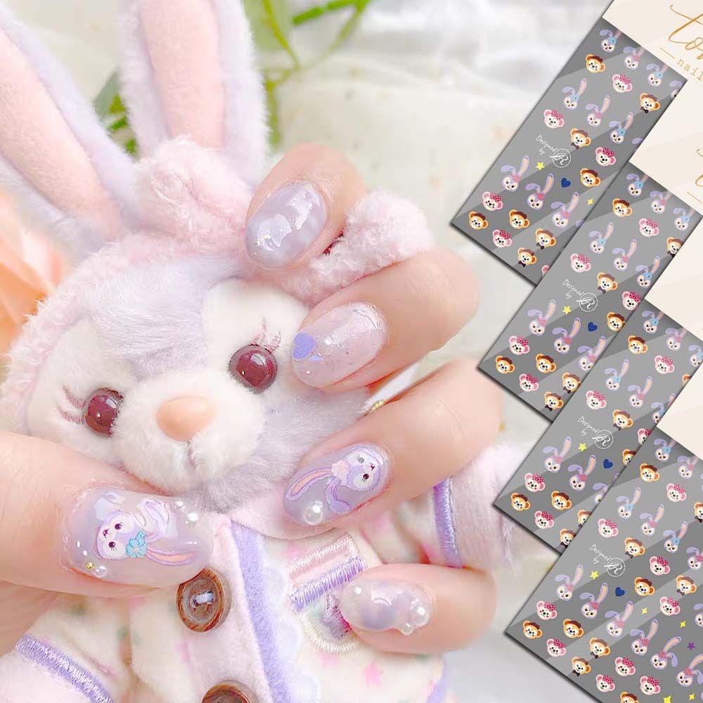 Miếng Dán Trang Trí Móng Tay Hình Gấu Duffy StellaLou Hoạt Hình DIY