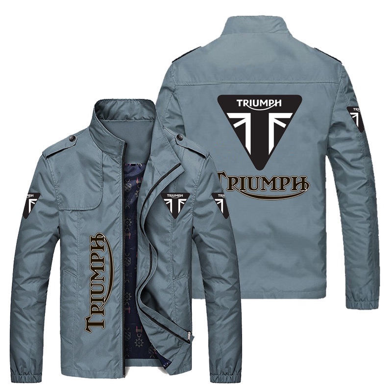 Triumph LOGO Jacket Car Shop Workwear European American Casual TIGER SPORT 660 850 900GT TRIDENT 660 STREET TRIPLE R SPEED TRIPLE 1200RS STREET SCRAMBLER 1200 BONNEVILLE T120 T100 BOBBER Plus Size Loose Thin Stand-Up Collar Zipper
