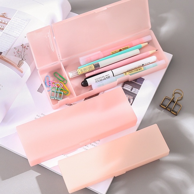 Hộp Đựng Bút Trong Suốt Bằng Nhựa Sức Chứa Lớn Cho Học Sinh