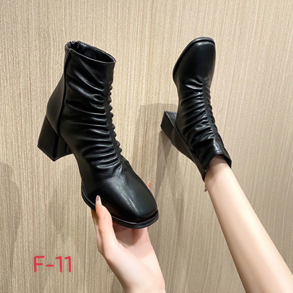 (S179) Bốt nữ vân nhăn gân giữa 6 phân (mã F-11-bốt NHĂN da lì)