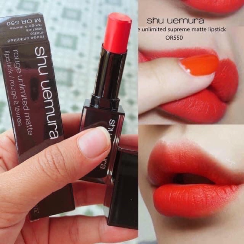 SON SHU 570 ĐỎ CAM VỎ ĐEN PHIÊN BẢN GIỚI HẠN  💄