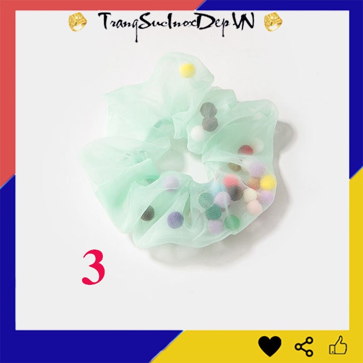 Dây buộc tóc, cột tóc scrunchies quả cầu dễ thương phong cách Hàn Quốc nhiều mẫu dễ chọn