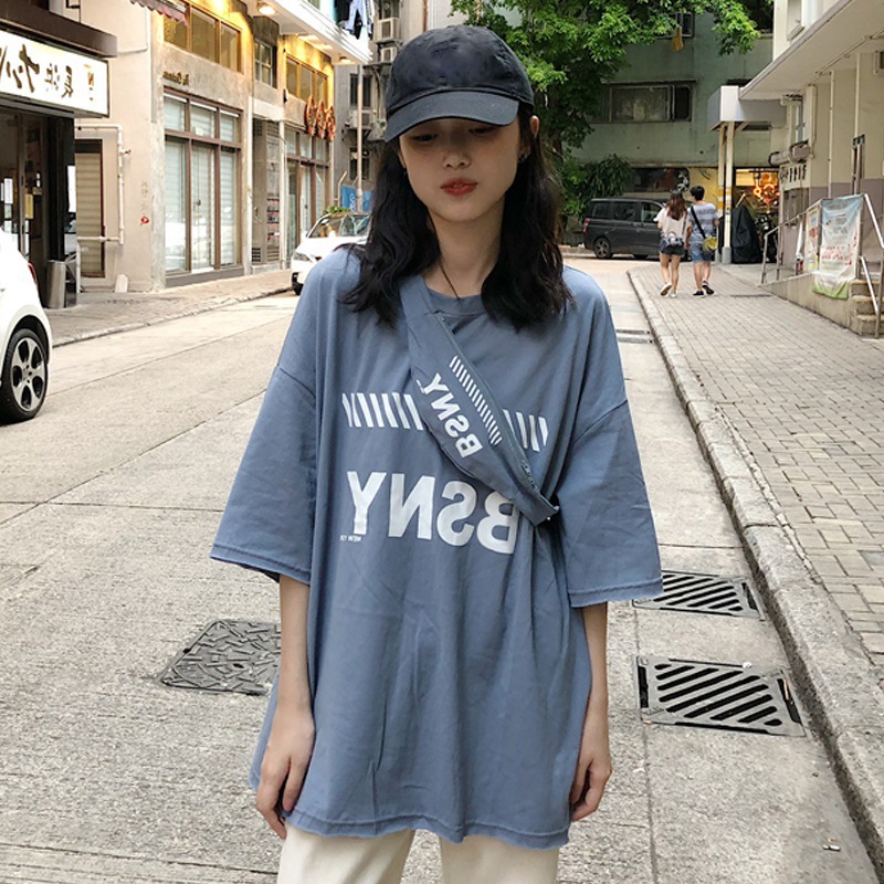 New summer Harajuku style loose girls cool clothes short sleeve T-shirt with letter printing
