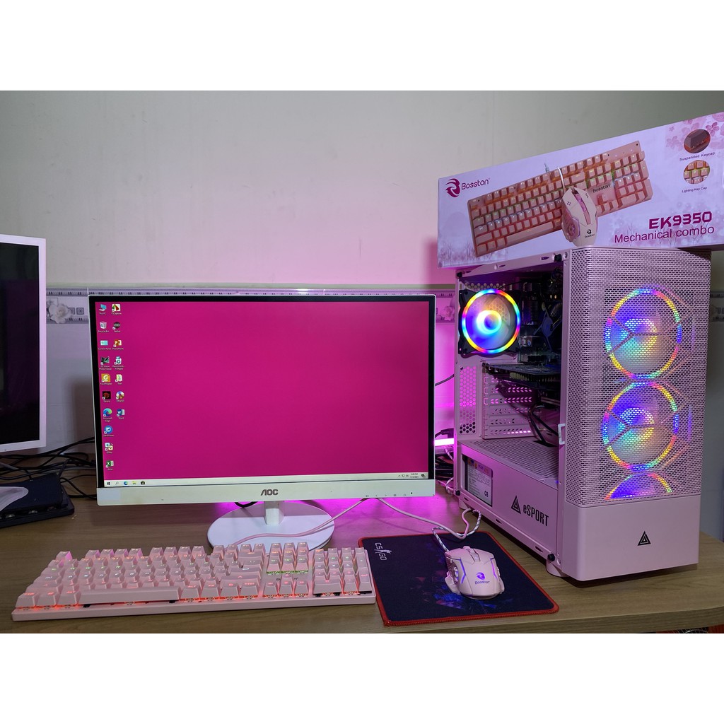 Trọn bộ PINK-SET cấu hình AMD X4 840 / Màn hình 24' 75hz full viền / Bộ Phím Chuột Cơ Bosston EK9350 Pink (Màu Hồng) | WebRaoVat - webraovat.net.vn