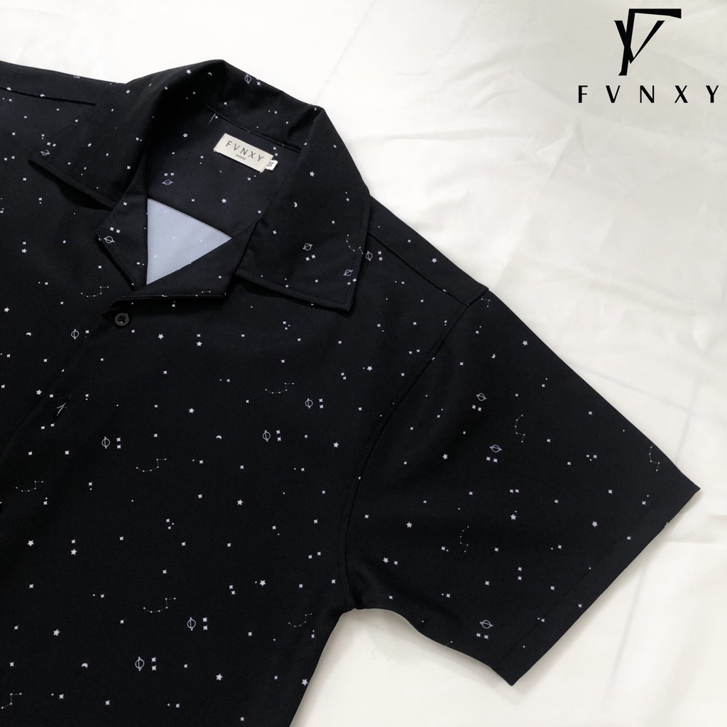 Áo Sơ Mi Ngắn Tay Unisex Form rộng FVNXY Hoạ tiết Ngôi Sao (Chất liệu Pho mịn mát đứng phom dáng) | BigBuy360 - bigbuy360.vn