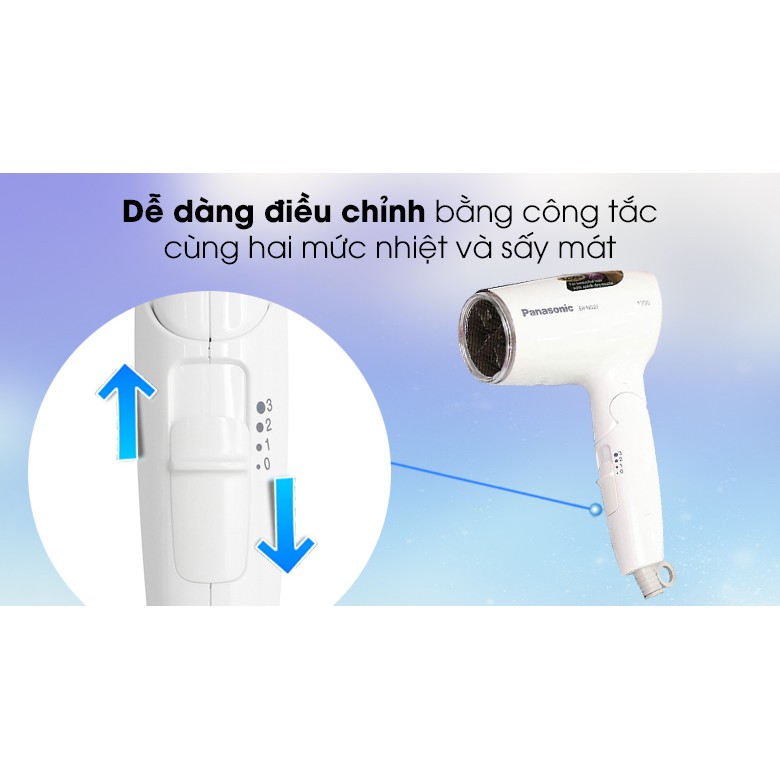 Máy sấy tóc gấp gọn bảo vệ tóc có sấy mát Panasonic EH-ND21-P645 1200W màu trắng tím - Hàng chính hãng