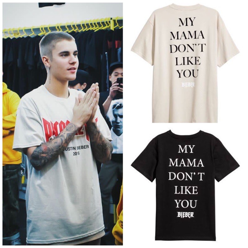 Áo Thun Ngắn Tay In Chữ Justin Bieber Purpose Tour My Mama Don 't Like You