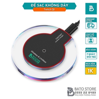 Đế Sạc Twitch QI Sạc Nhanh Không Dây Hình Tròn Pha Lê Cho iPhone Android