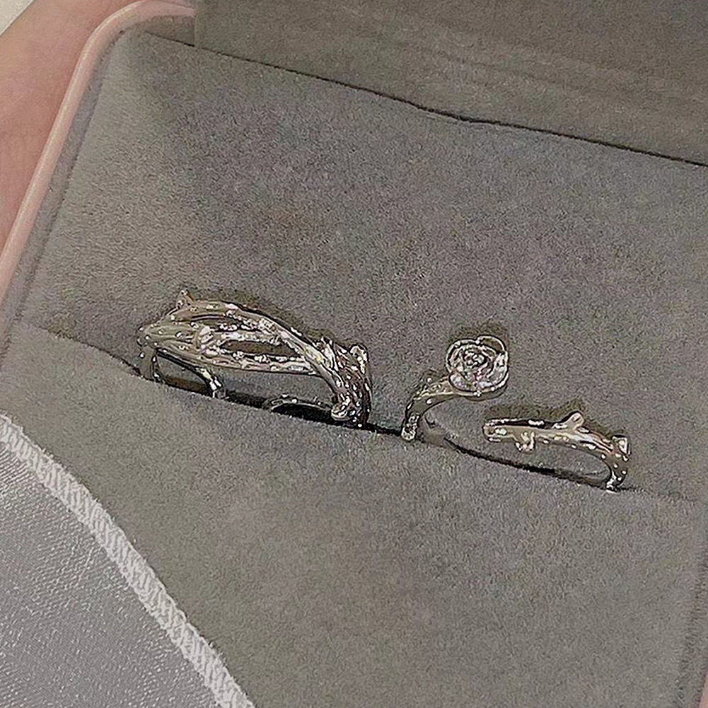 Nhẫn Hở Hình Hoa Hồng Màu Bạc Phong Cách Gothic Thời Trang Cho Nam Và Nữ