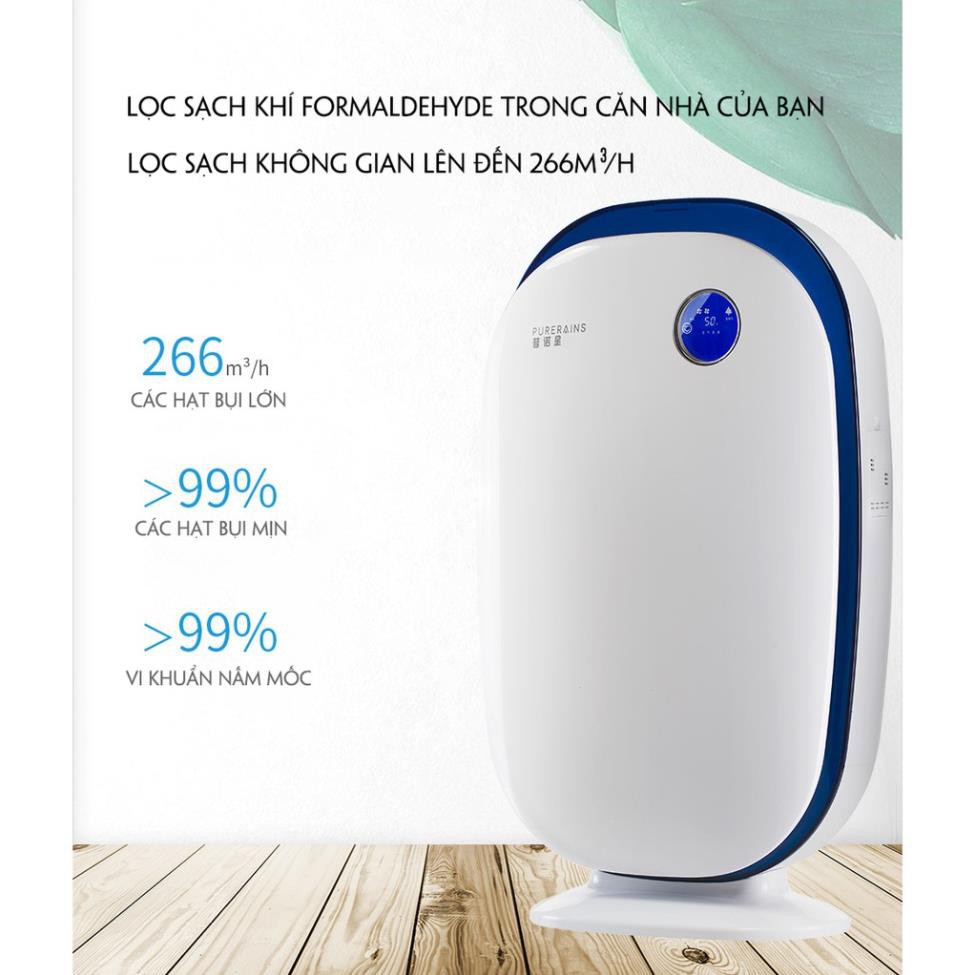 Máy lọc không khí trong nhà PURERAINS cao cấp 4 lớp không gian rộng, khử mùi,diệt khuẩn hiệu quả - BH 12 tháng