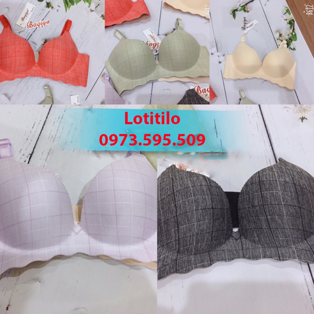 Áo lót su kẻ không gọng đệm bàn tay nâng ngực đệm 2.5cm