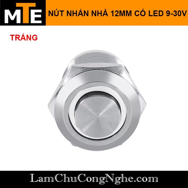 Nút nhấn nhả chống nước 12mm có LED