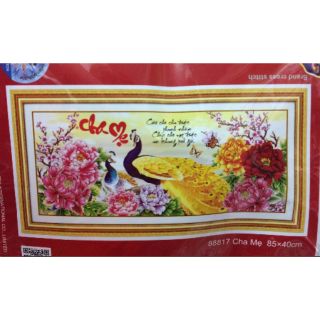 Tranh thêu chữ thập Cha Mẹ 88817-85x40cm