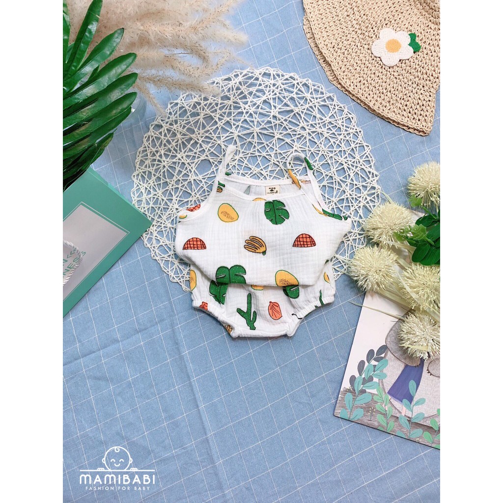 Bộ Hai Dây Xô Đũi Muslin Bé Gái