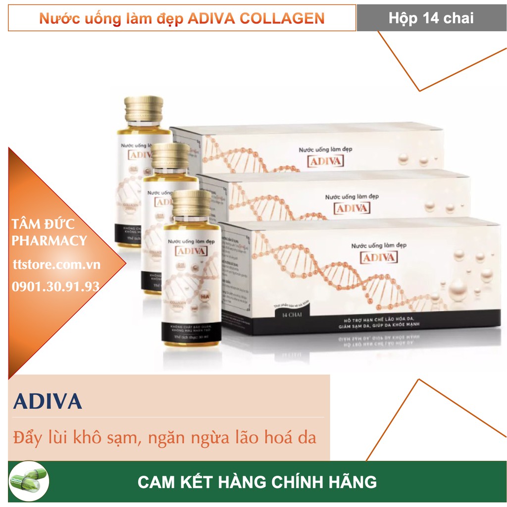 [COMBO 2 HỘP] ADIVA COLLAGEN - Nước uống colagen Adiva làm đẹp da [Hộp 14 chai]