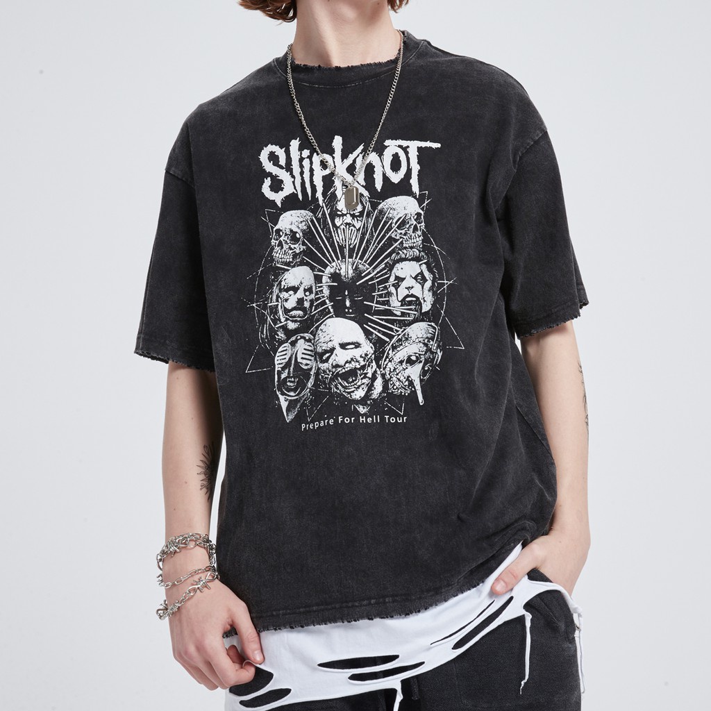 Áo phông nam form rộng Local brand thun Unisex loang màu Wash xám Vintage đẹp Slipknot RevoltClothes T8854