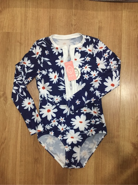 [Sẵn] Bikini liền tay dài họa tiết Cúc Họa Mi | BigBuy360 - bigbuy360.vn