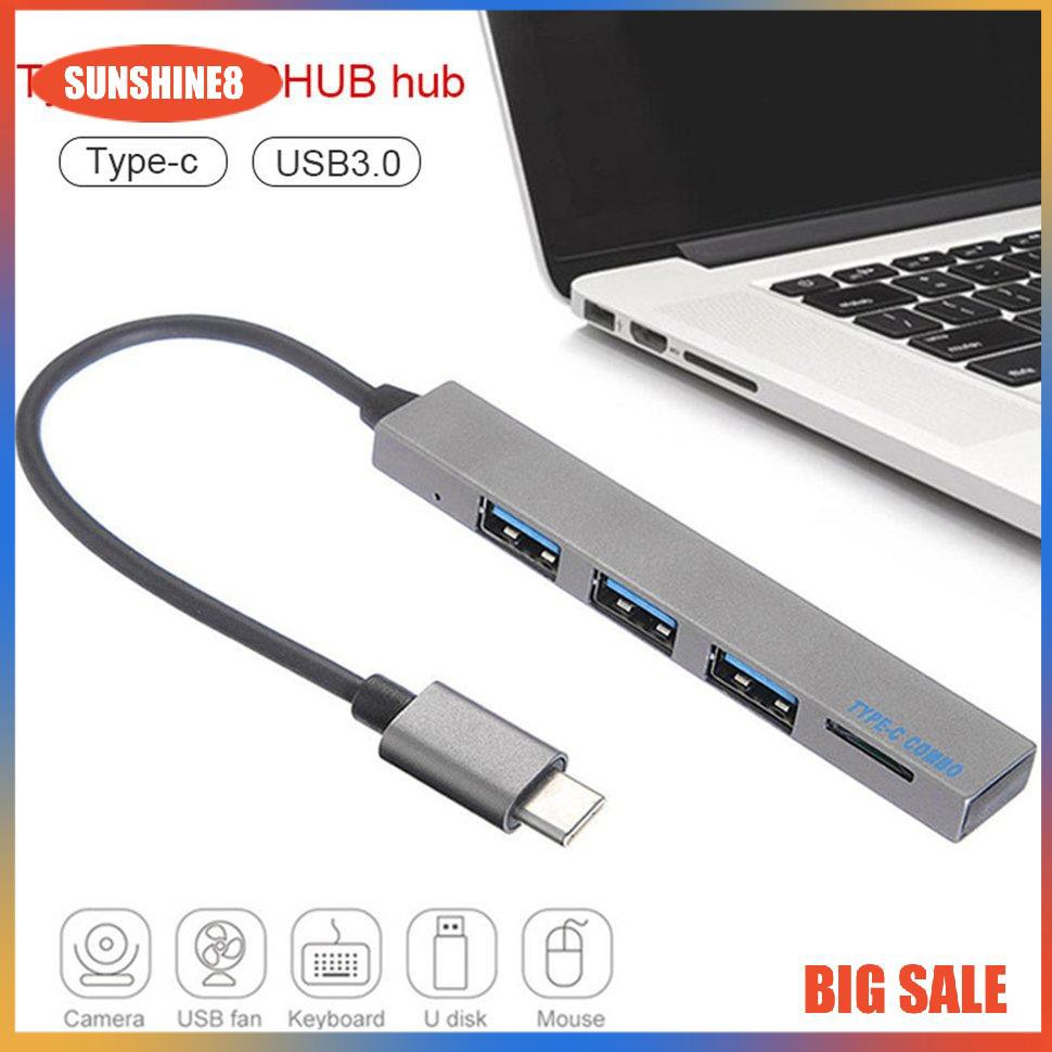 (0504) 4 In 1 Usb 3.1 Type-C Hub Sang Usb 3.0 Hub Với Khe Đọc Thẻ Tf Cho Macbook