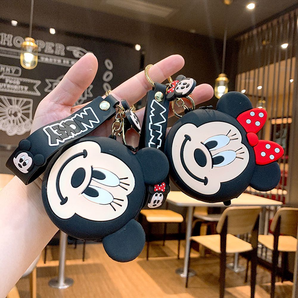 Túi đựng tiền xu bằng silicon có khóa kéo họa tiết pikachu/ mickey/ sao biển/ doraemon/ stitch dễ thương