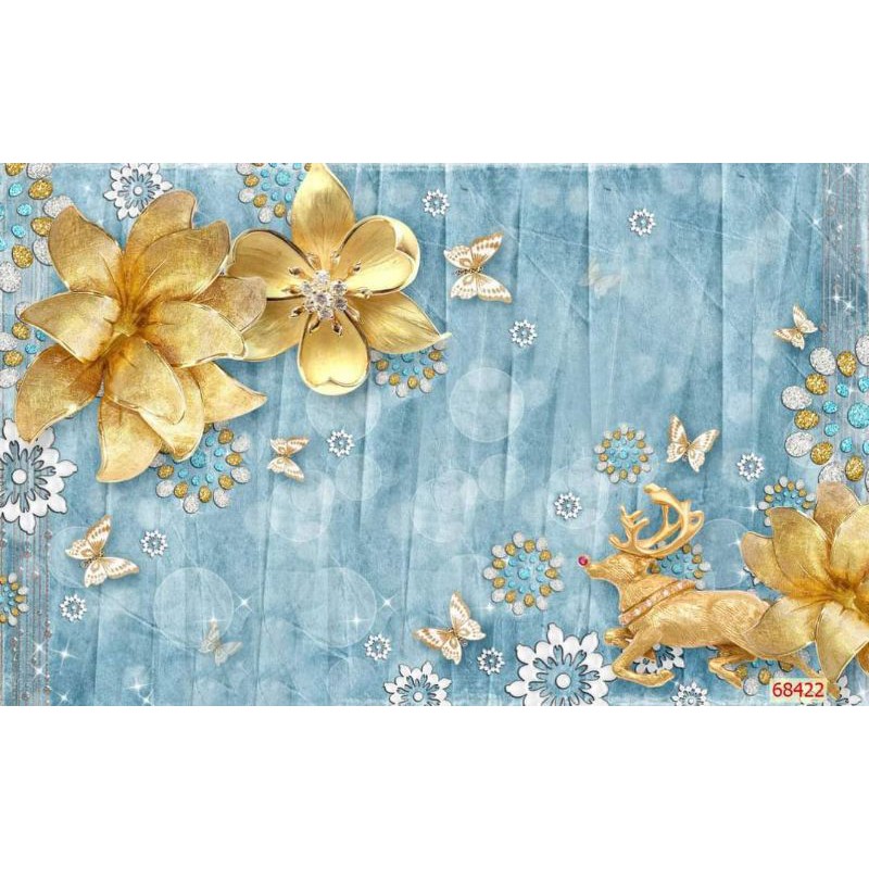 tranh dán tường hoa 3d tranh trang trí phòng in Vải y