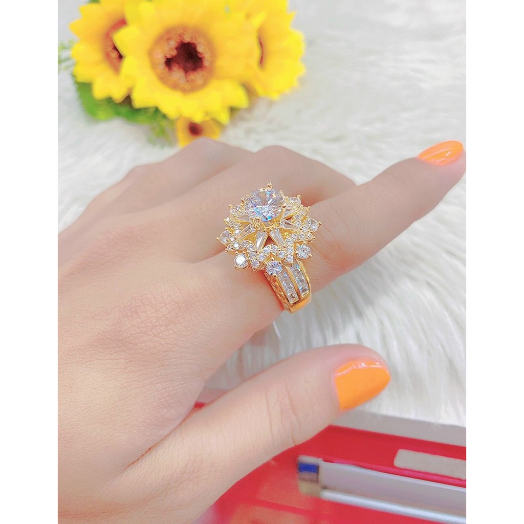 Nhẫn Nữ Mạ Vàng 18K Đính Xoàn Mẫu 051110521 - Mang đi chơi, đi tiệc đều đẹp