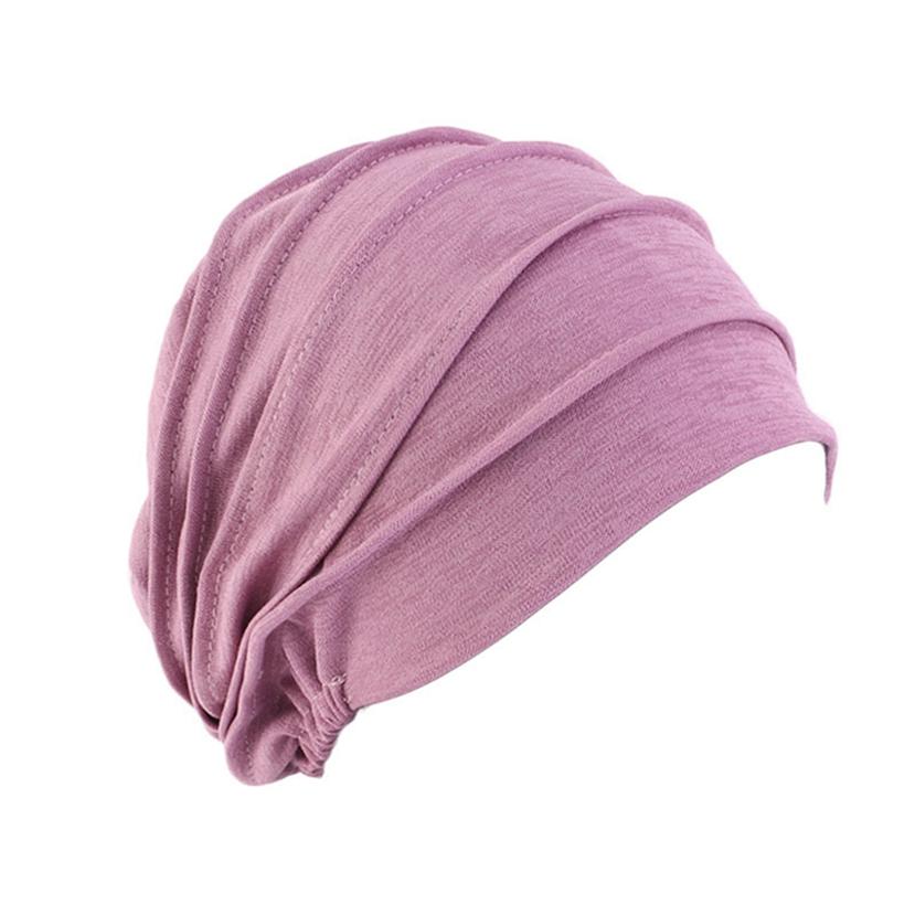 Phụ nữ mũ trùm đầu hijab mũ khăn xếp 1pc mũ trùm đầu ung thư chemo cap màu rắn