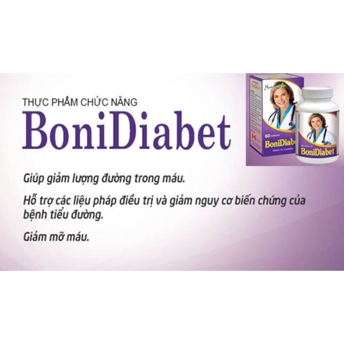 BoniDiabet 60 viên 380- Hỗ trợ điều trị và ngừa biến chứng tiểu đường, giảm mỡ máu, giảm cholesterol.