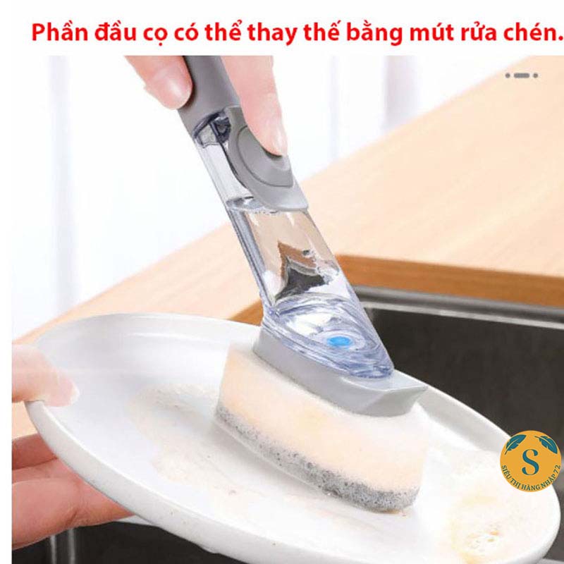 Cọ rửa chén thần kỳ kitchen tools clean up + 1 Đầu Mút Mềm [CHỔI CỌ RỬA CHÉN]