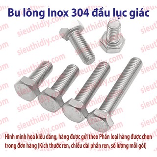 Bu lông ốc vít M4M5M6M8 đầu lục giác Inox 304/316