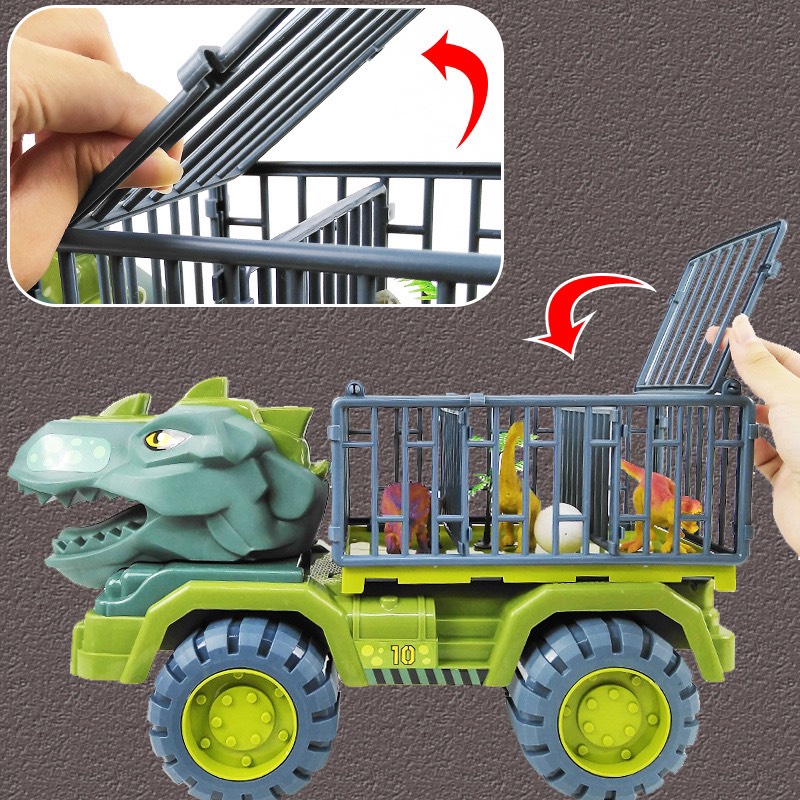 Xe ô tô khủng long chở thú loại to, Bảo hành 1 đổi 1, ô tô đồ chơi trẻ em xe khủng long làm quà tặng cho bé