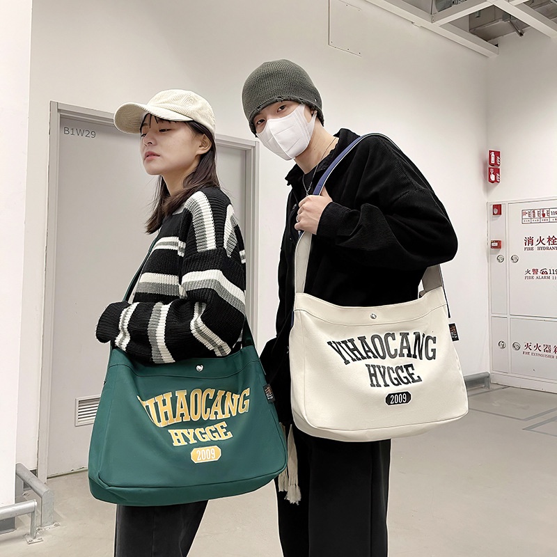 Túi Xách Canvas Cỡ Lớn In Chữ Thời Trang Cho Nam Nữ