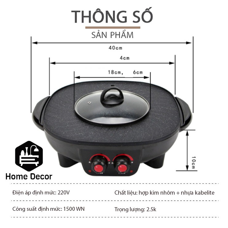 Bếp lẩu nướng Sunyue pot nướng một mảnh kiểu shabu-roasted Hàn Quốc chống dính đa chức năng