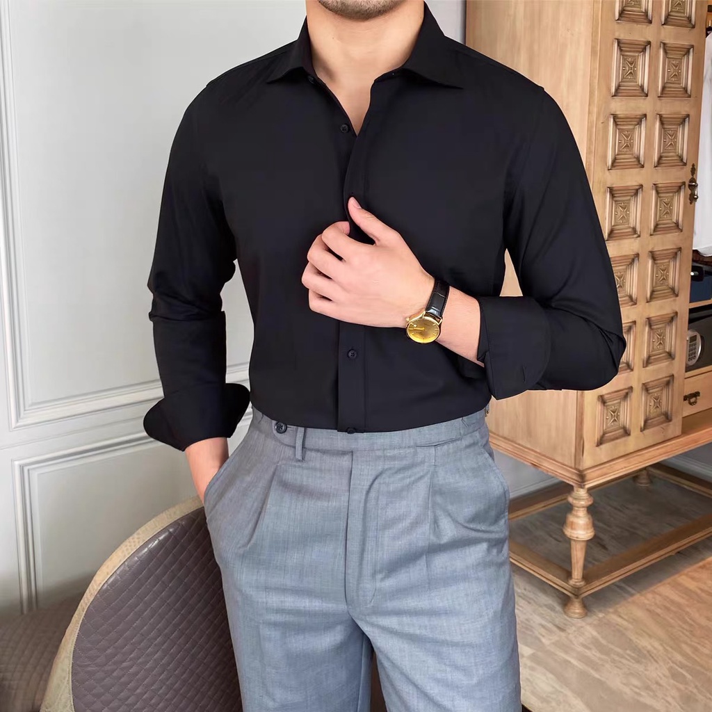 Áo sơ mi nam dài tay cổ bẻ chất liệu lụa mềm mịn , không nhăn, không xù , thấm hút mồ hôi