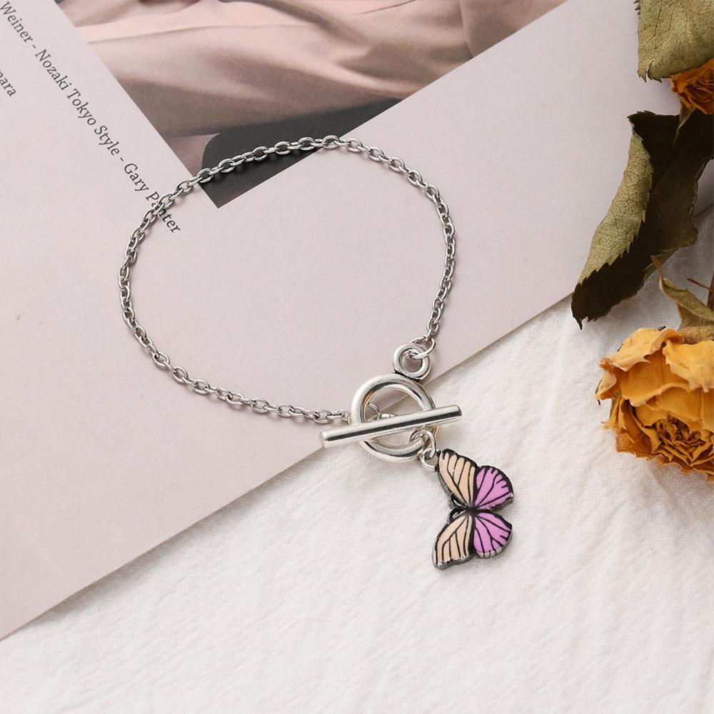 Vòng Tay Bằng Thép Titan Họa Tiết Bướm Phong Cách Harajuku Cho Cặp Đôi