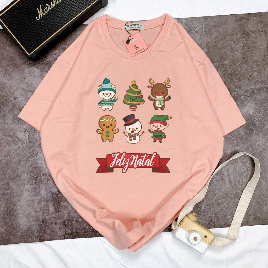 Áo Thun Tay Ngắn Unisex Đủ Size M L XL - 6 LOGO NOEL DỄ THƯƠNG