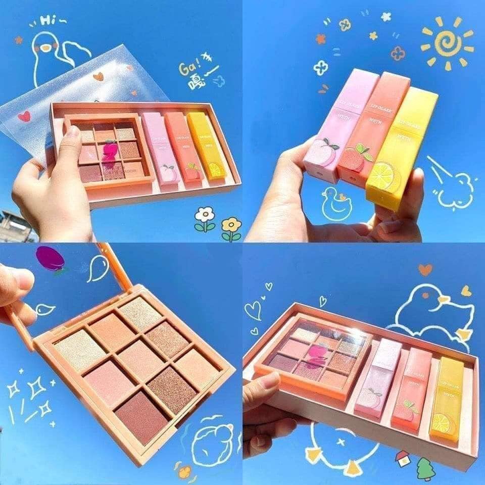 Set Bộ Trang điểm Wetn 4 món gồm 3 son kem & màu mắt 9 ô HL1254-75 Trúc Cosmetics | BigBuy360 - bigbuy360.vn