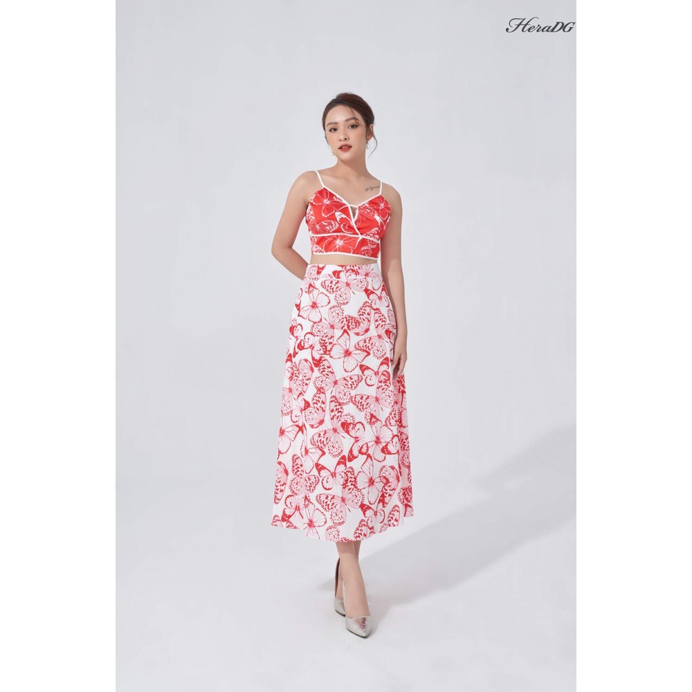 Chân váy midi họa tiết dáng dài HeraDG STBA014J