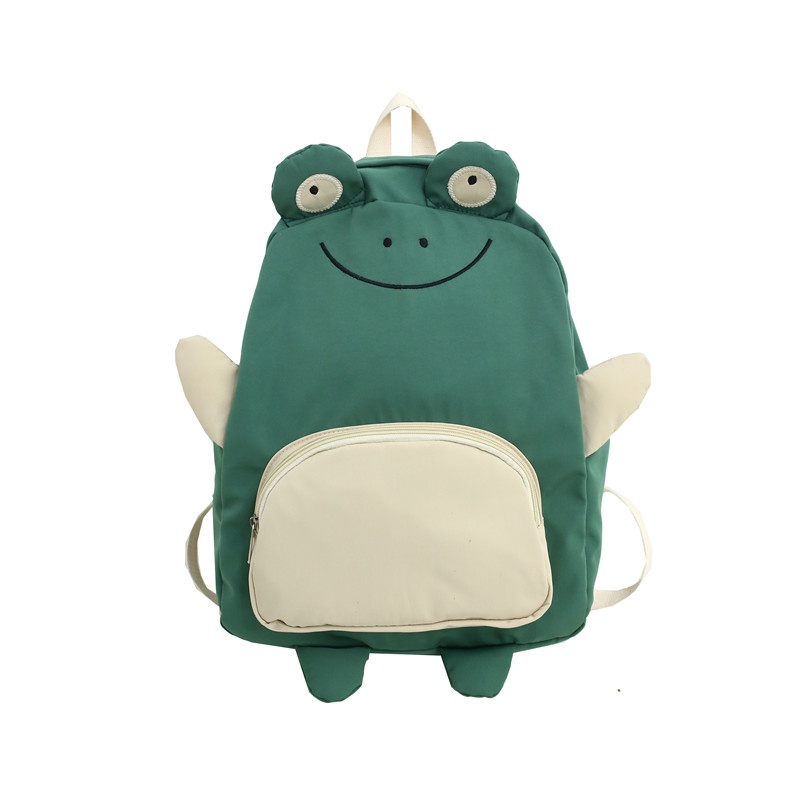 Ba Lô Đi Học Hình Vịt/Ếch Hoạt Hình Dễ Thương Bằng Nylon Cho Thanh Thiếu Niên Nữ