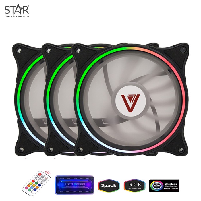 Bộ Kit 3 Fan V206B LED RGB (12cm)