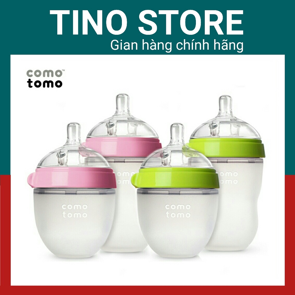 Bình Sữa Comotomo 150ml/250ml 👨‍👩‍👦‍👦Núm Silicon Siêu Mềm💖TẶNG KÈM TAY CẦM CÁNH TIÊN